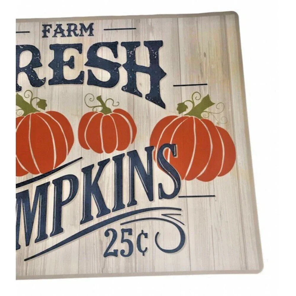 Thanksgiving Placemats Farm Fresh Pumpkins Autumn Fall Vinyl Foam Back Set of 4